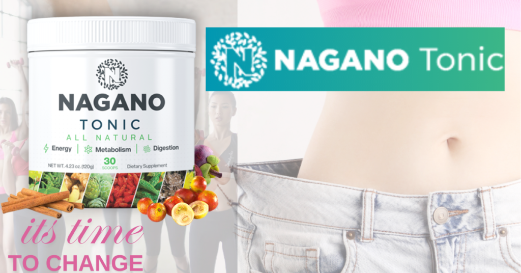 Nagano Tonic with fit woman measuring her waist